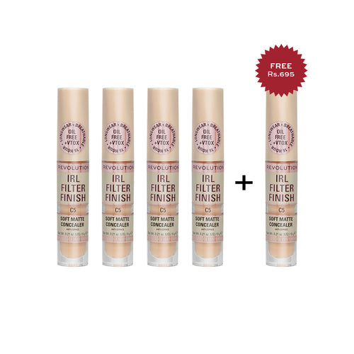 Makeup Revolution IRL Filter Finish Concealer C5 4pc Set + 1 Full Size Product Worth 25% Value Free