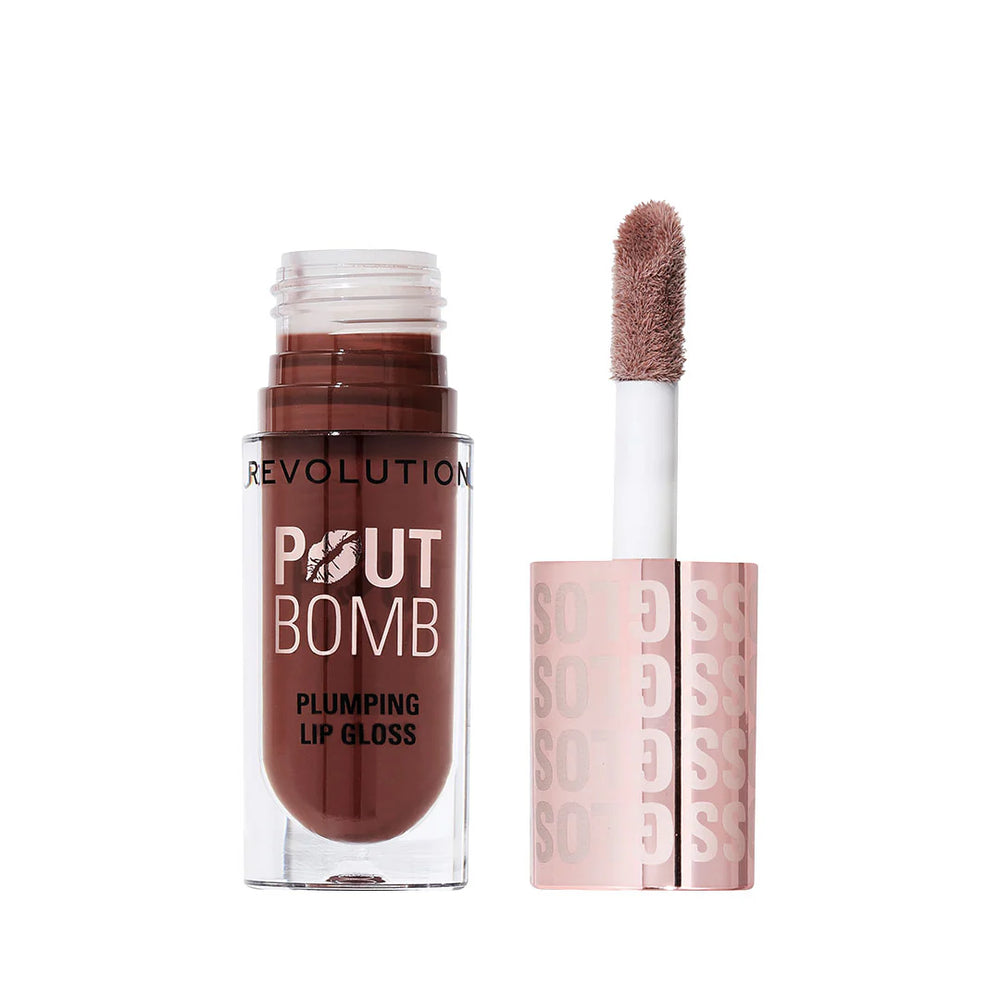 Revolution Pout Bomb Plumping Gloss Espresso Cool Nude 4pc Set + 1 Full Size Product Worth 25% Value Free