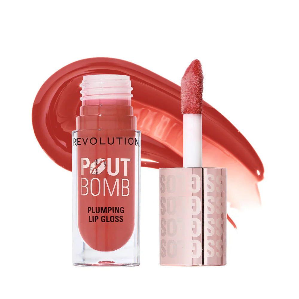 Revolution Pout Bomb Plumping Melba Warm Peach 4pc Set + 1 Full Size Product Worth 25% Value Free