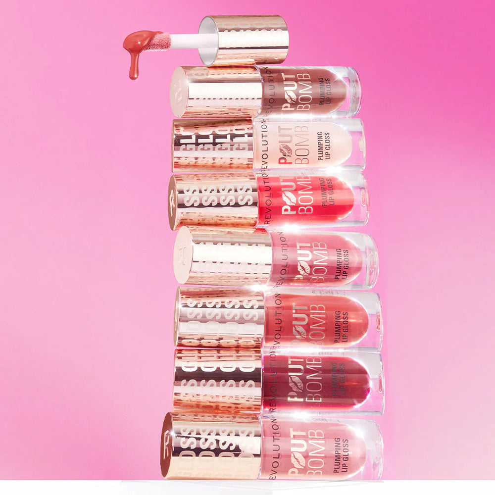 Revolution Pout Bomb Plumping Milky Sheer Holo 4pc Set + 1 Full Size Product Worth 25% Value Free