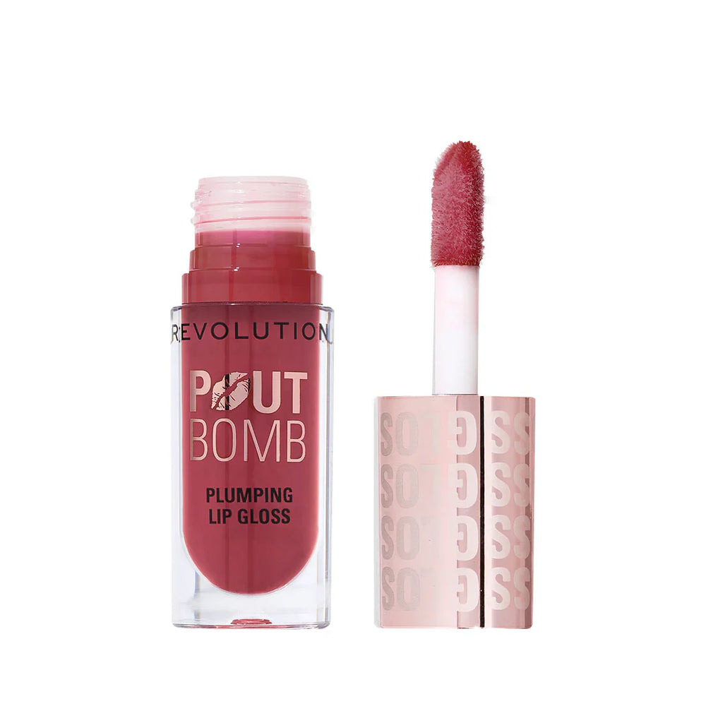 Revolution Pout Bomb Plumping Gloss Wild Mauve Pink 4pc Set + 1 Full Size Product Worth 25% Value Free