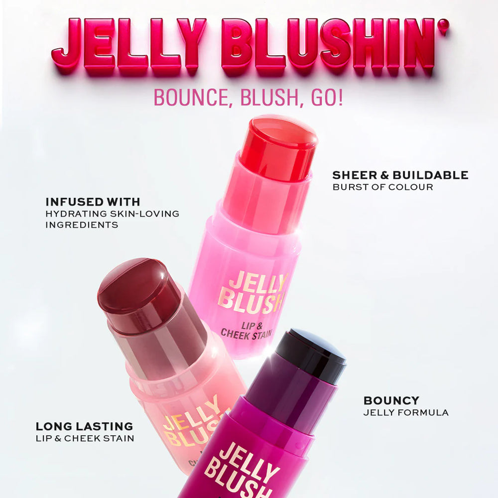 Revolution Jelly Blush Stick Lip and Cheek Stain Cherry Red 4pc Set + 1 Full Size Product Worth 25% Value Free