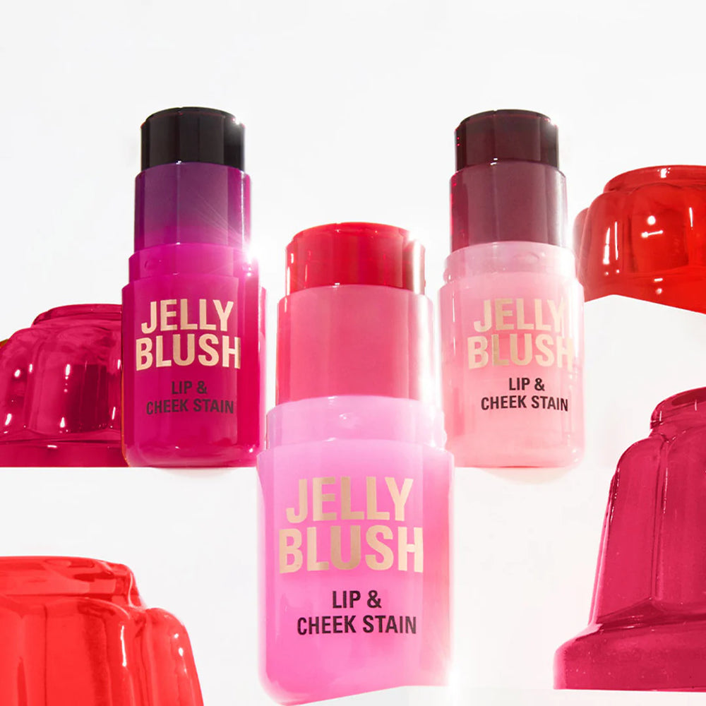 Revolution Jelly Blush Stick Lip and Cheek Stain Cherry Red 4pc Set + 1 Full Size Product Worth 25% Value Free