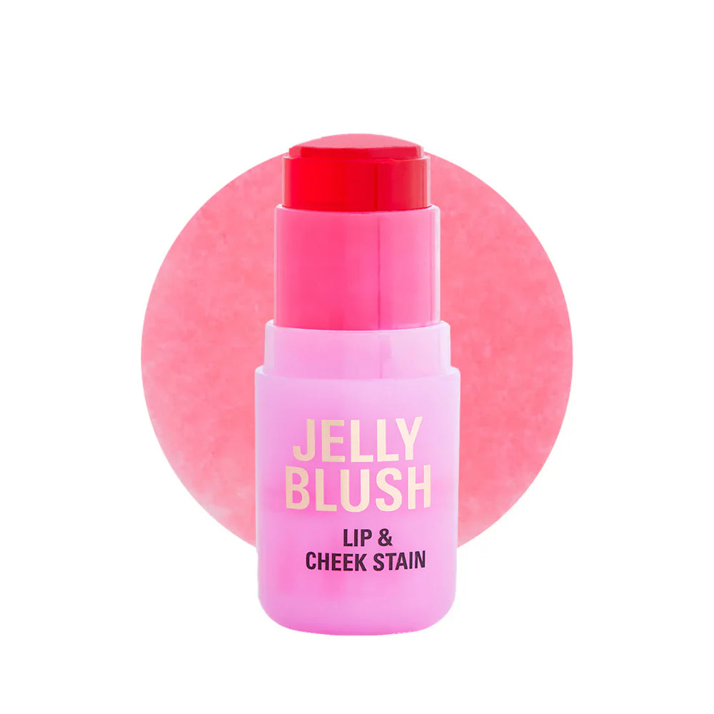 Revolution Jelly Blush Stick Lip and Cheek Stain Strawberry Pink 4pc Set + 1 Full Size Product Worth 25% Value Free