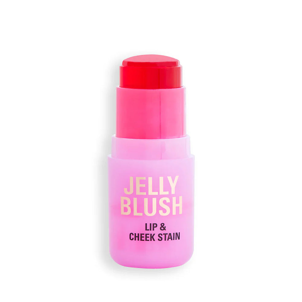 Revolution Jelly Blush Stick Lip and Cheek Stain Strawberry Pink 4pc Set + 1 Full Size Product Worth 25% Value Free