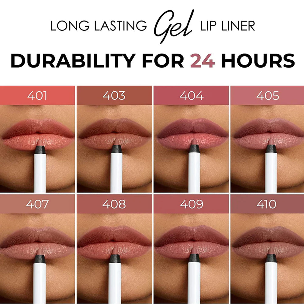 Lamel Long Lasting Gel Lip Liner №408-Pink Plum 4pc Set + 1 Full Size Product Worth 25% Value Free