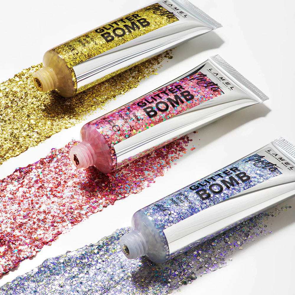 Lamel Insta Glitter Bomb №401-Blue-Silver 4pc Set + 1 Full Size Product Worth 25% Value Free