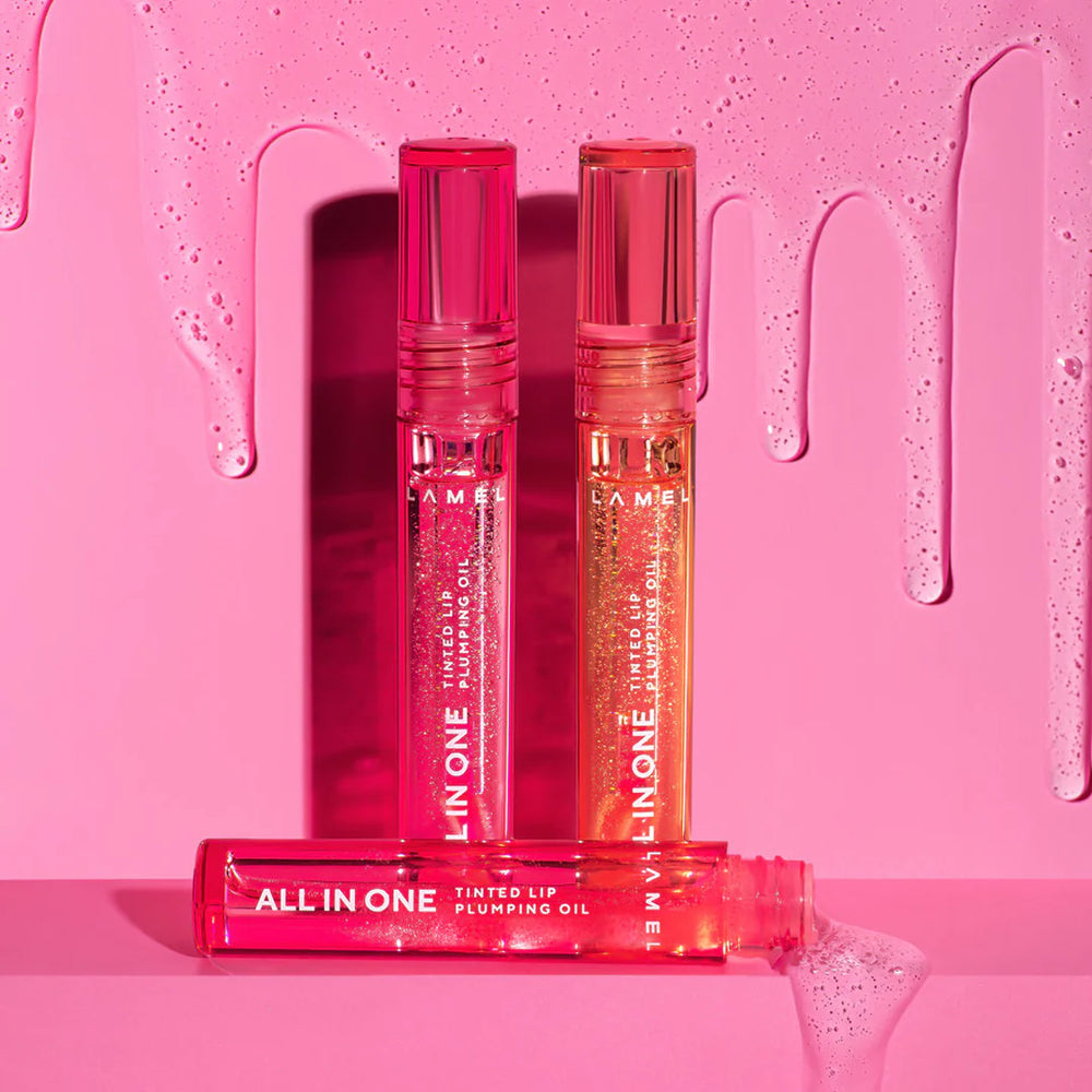 Lamel All In One Lip Tinted Plumping Oil №401-Peachy 4pc Set + 1 Full Size Product Worth 25% Value Free