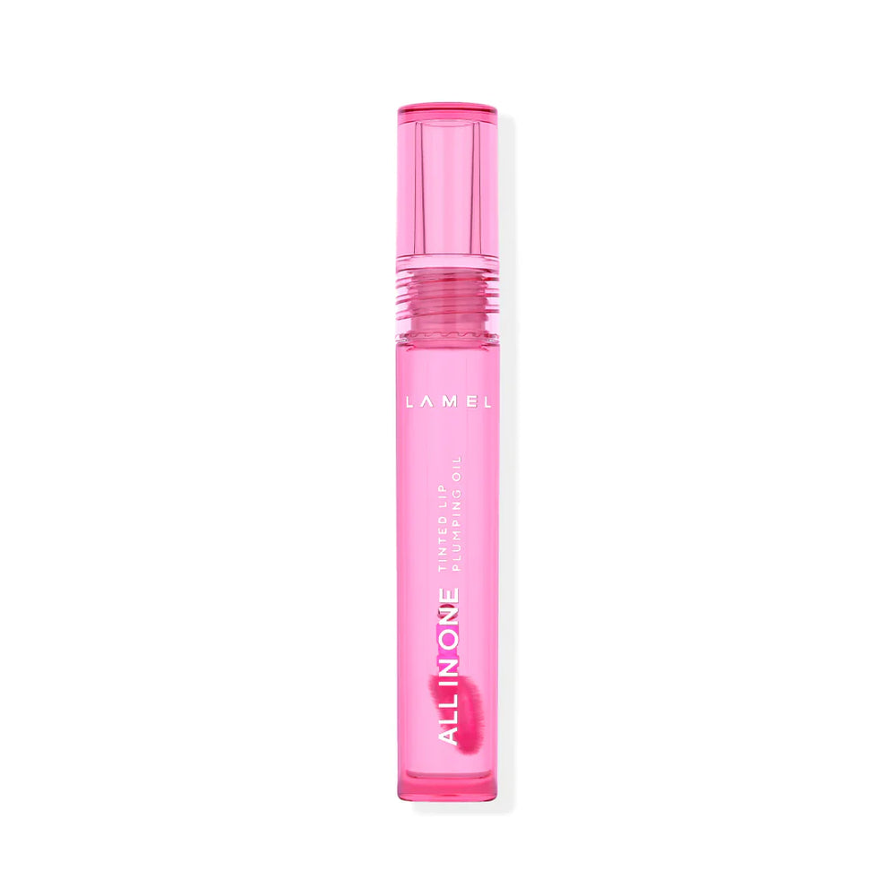 Lamel All In One Lip Tinted Plumping Oil №402-Pink Sparkle 4pc Set + 1 Full Size Product Worth 25% Value Free