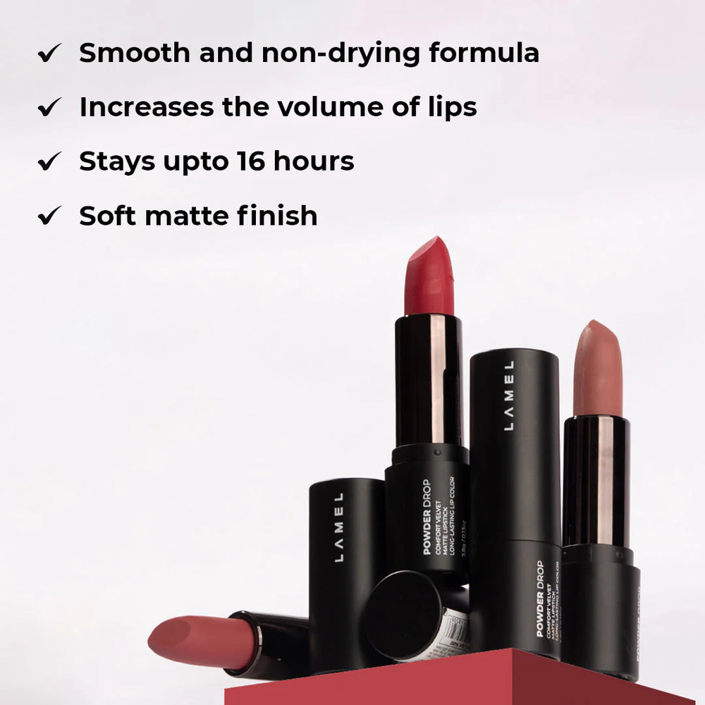 Lamel Powder Drop Matte Lipstick 402 Spicy 4pc Set + 1 Full Size Product Worth 25% Value Free