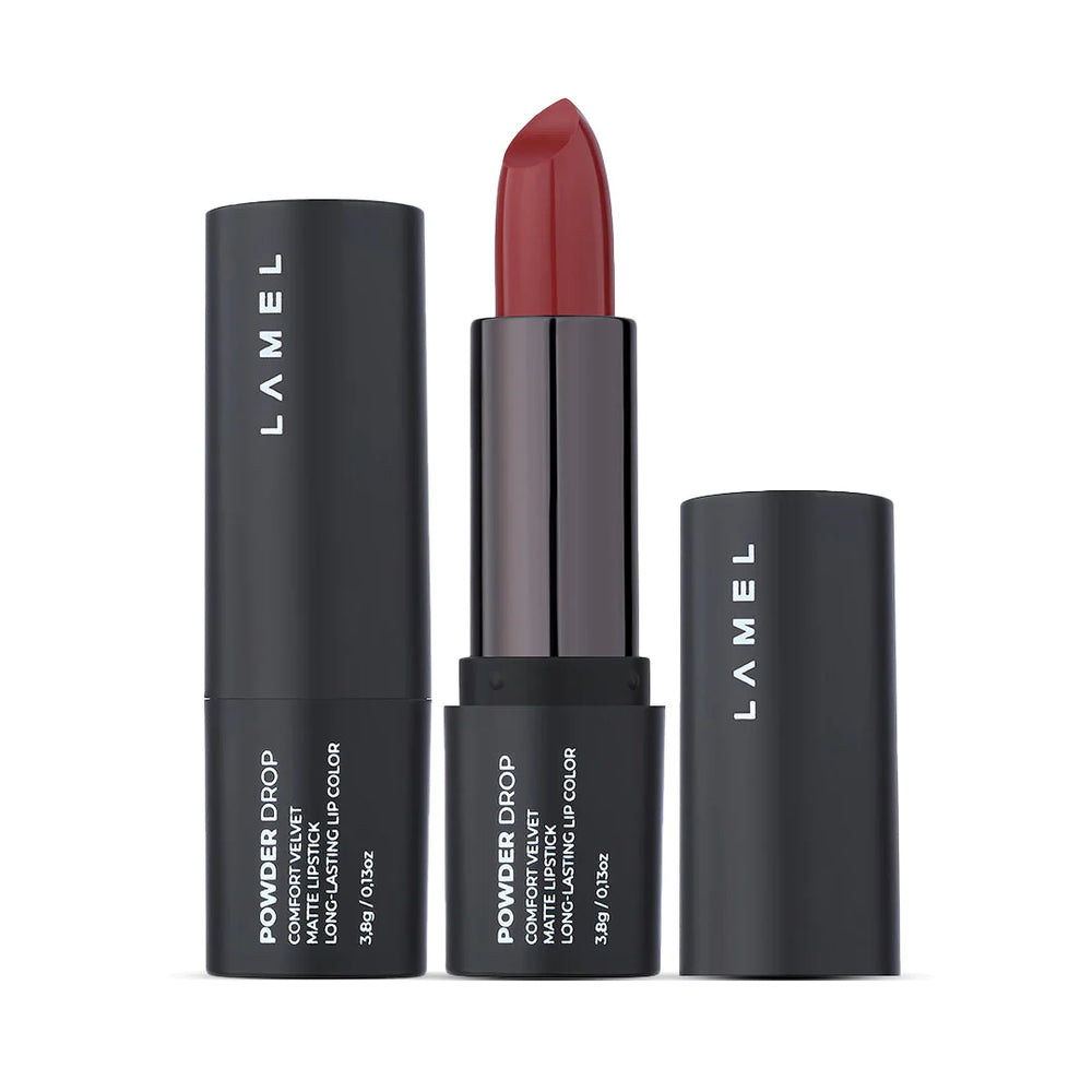 Lamel Powder Drop Matte Lipstick 401 Cold Beige 4pc Set + 1 Full Size Product Worth 25% Value Free