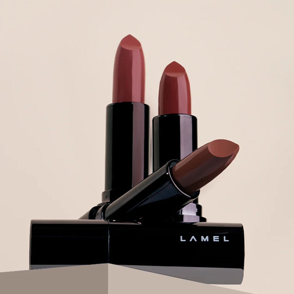 Lamel Silk Cover Silky Cream Lipstick 401 Mocha Nude  4pc Set + 1 Full Size Product Worth 25% Value Free