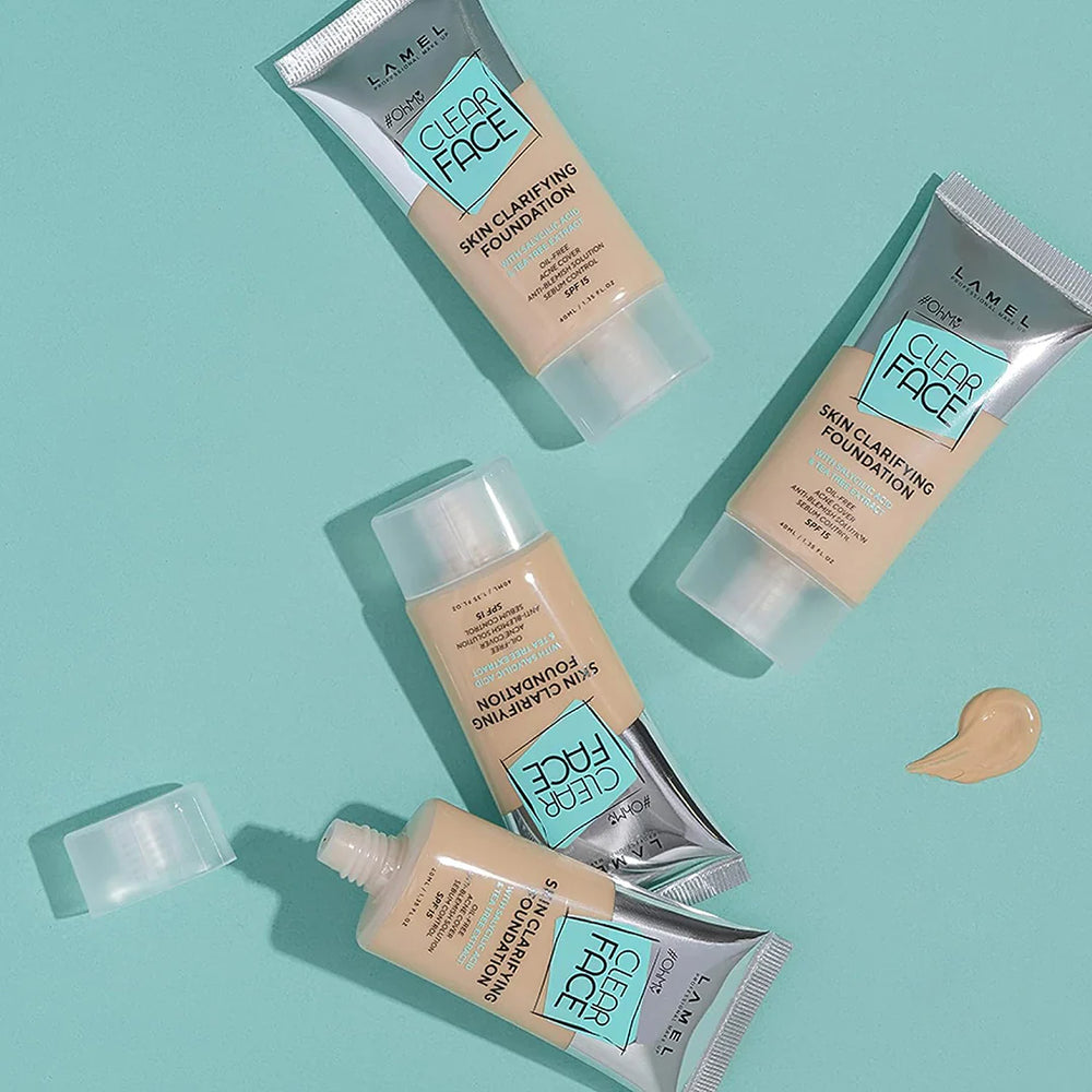 Lamel Oh My Clear Face Foundation Spf15 405 Buff Beige 4pc Set + 1 Full Size Product Worth 25% Value Free