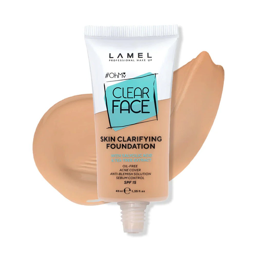 Lamel Oh My Clear Face Foundation Spf15 405 Buff Beige 4pc Set + 1 Full Size Product Worth 25% Value Free