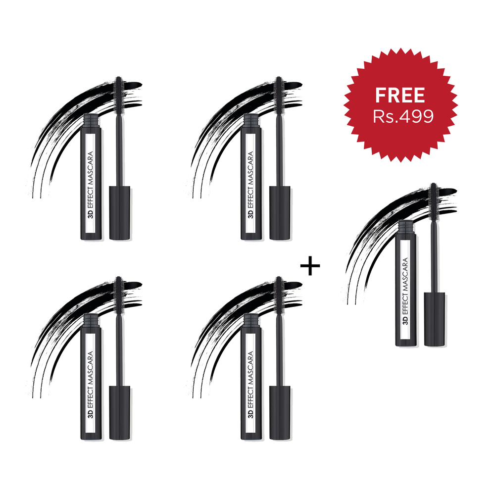 Lamel 3D Effect Mascara Black 4pc Set + 1 Full Size Product Worth 25% Value Free