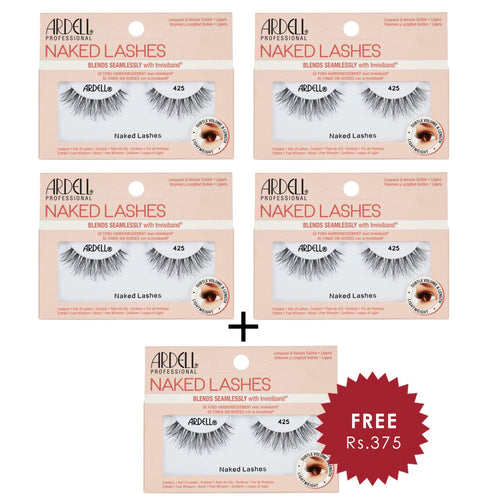 Ardell Naked Lash 425  1 Pair 4pc Set + 1 Full Size Product Worth 25% Value Free