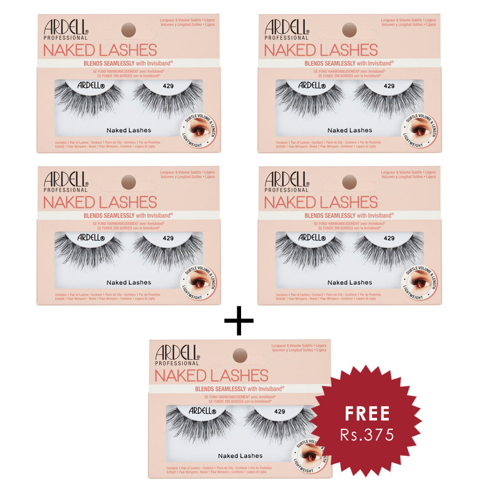 Ardell Naked Lash 429  1 Pair 4pc Set + 1 Full Size Product Worth 25% Value Free