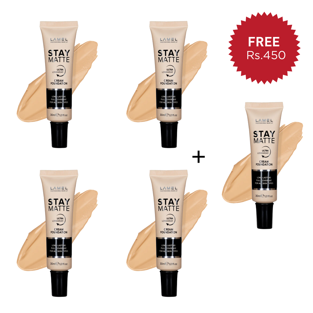 Lamel Foundation Stay Matte №402-Beige 4pc Set + 1 Full Size Product Worth 25% Value Free