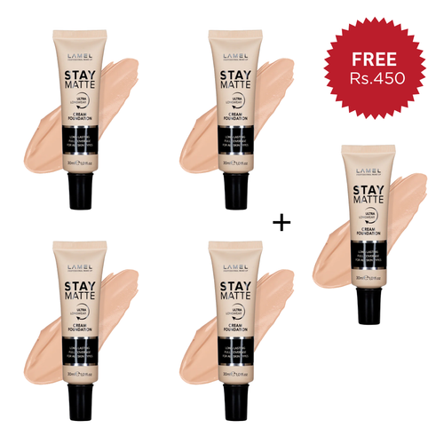 Lamel Foundation Stay Matte №404-Sandy 4pc Set + 1 Full Size Product Worth 25% Value Free