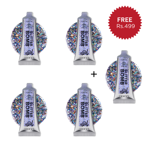 Lamel Insta Glitter Bomb №401-Blue-Silver 4pc Set + 1 Full Size Product Worth 25% Value Free