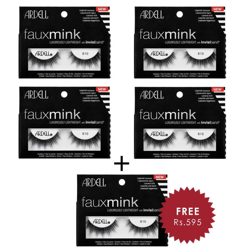 Ardell Faux Mink 810 Single Pair 4pc Set + 1 Full Size Product Worth 25% Value Free