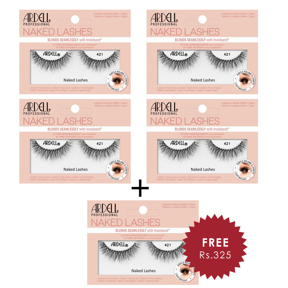 Ardell Naked Lash 421 4pc Set + 1 Full Size Product Worth 25% Value Free