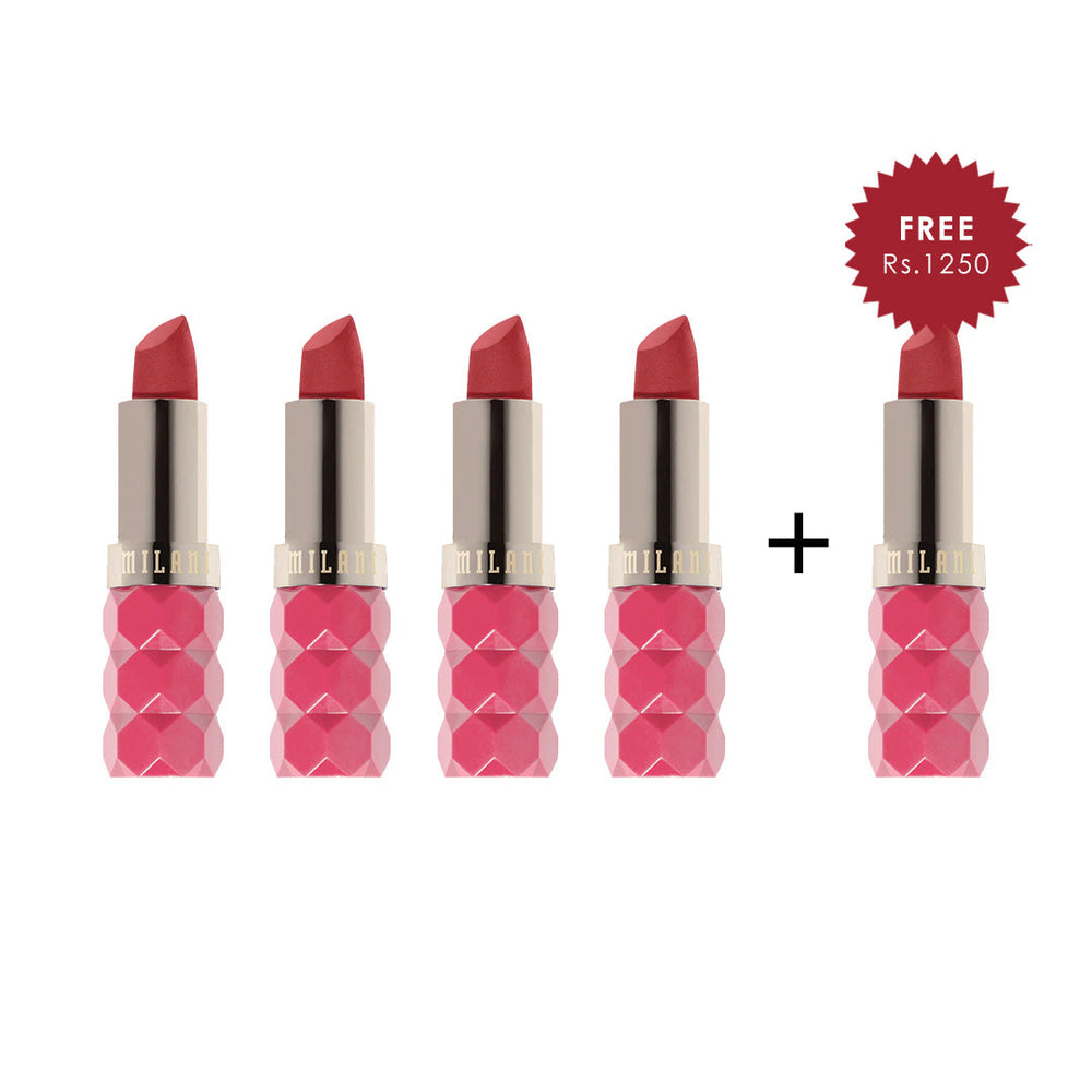 Milani Color Fetish Lipstick Matte - Petal  4pc Set + 1 Full Size Product Worth 25% Value Free