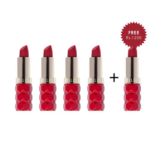 Milani Color Fetish Lipstick Matte - Poppy  4pc Set + 1 Full Size Product Worth 25% Value Free