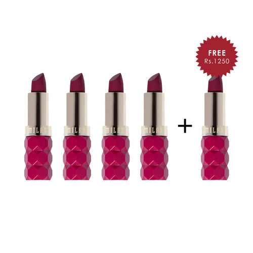 Milani Color Fetish Lipstick Matte - Fleur  4pc Set + 1 Full Size Product Worth 25% Value Free