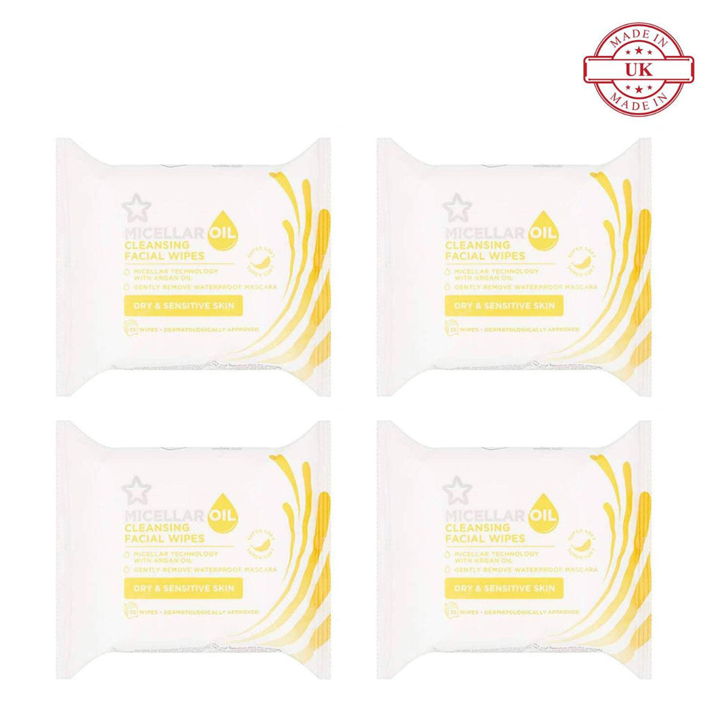 Superdrug Micellar Oil Cleansing Facial Wipes 4Pcs Set