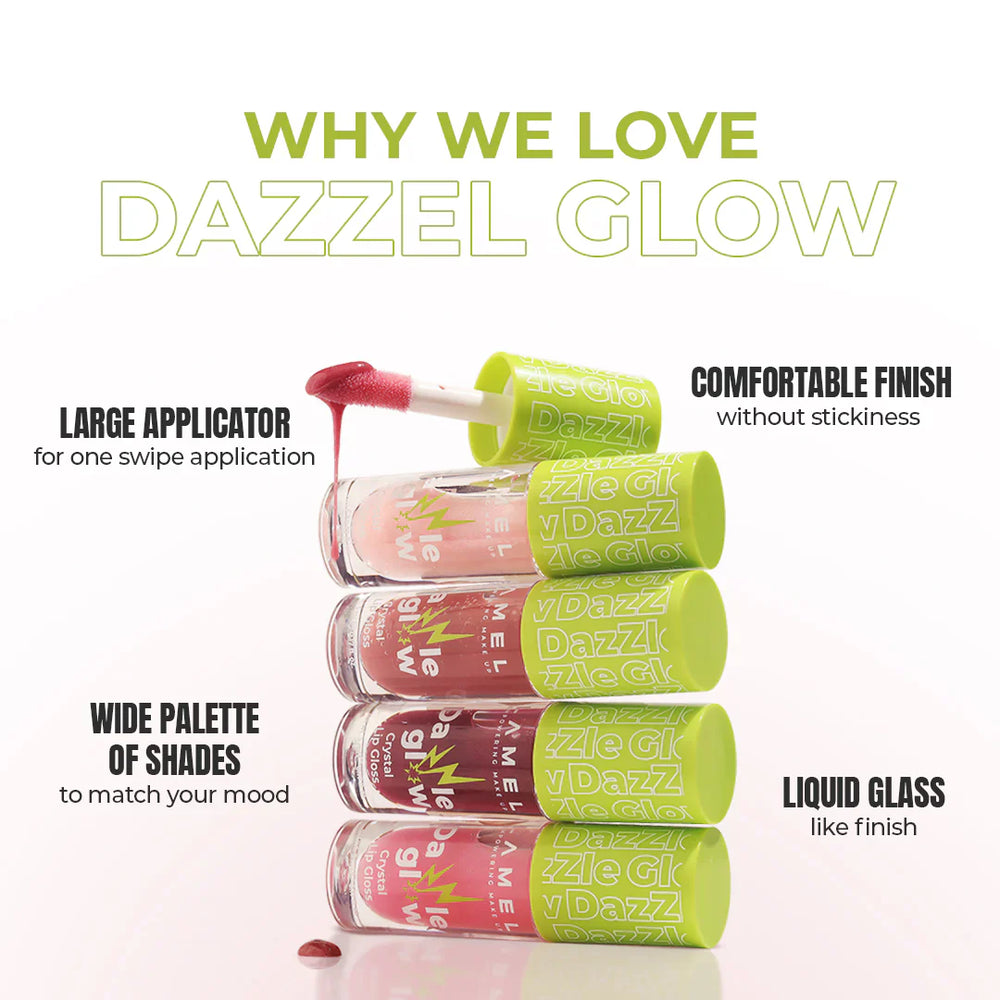 Lamel Crystal Lip Gloss Dazzle Glow 407-Provocative 4pc Set + 1 Full Size Product Worth 25% Value Free