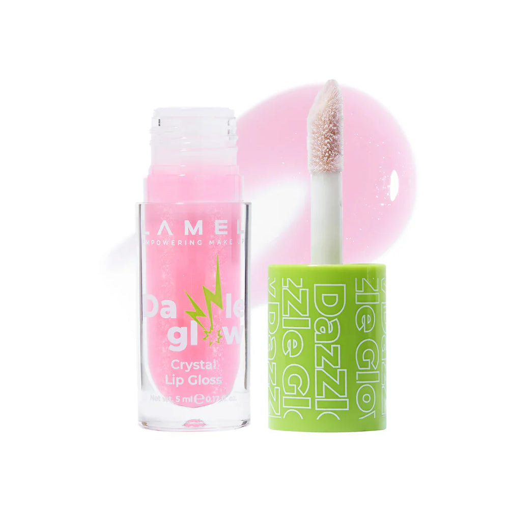 Lamel Crystal Lip Gloss Dazzle Glow 405-Cotton-Candy 4pc Set + 1 Full Size Product Worth 25% Value Free