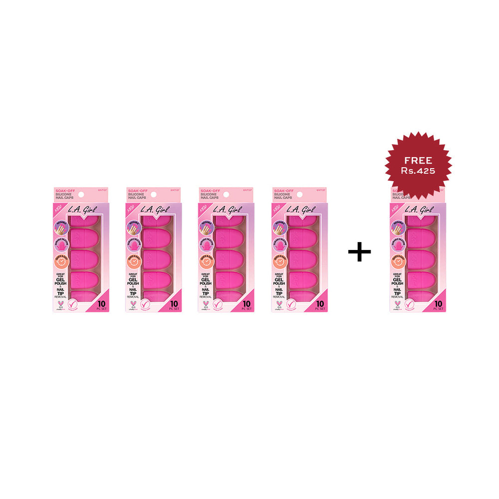 L.A.Girl Soak-Off Silicone Nail Cap -10Pc 4pc Set + 1 Full Size Product Worth 25% Value Free