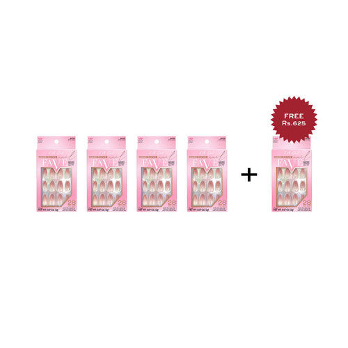 L.A.Girl Luxe Shine Nail Fave Artificial Nail Tips-Into You -28 Pc Kit 4pc Set + 1 Full Size Product Worth 25% Value Free