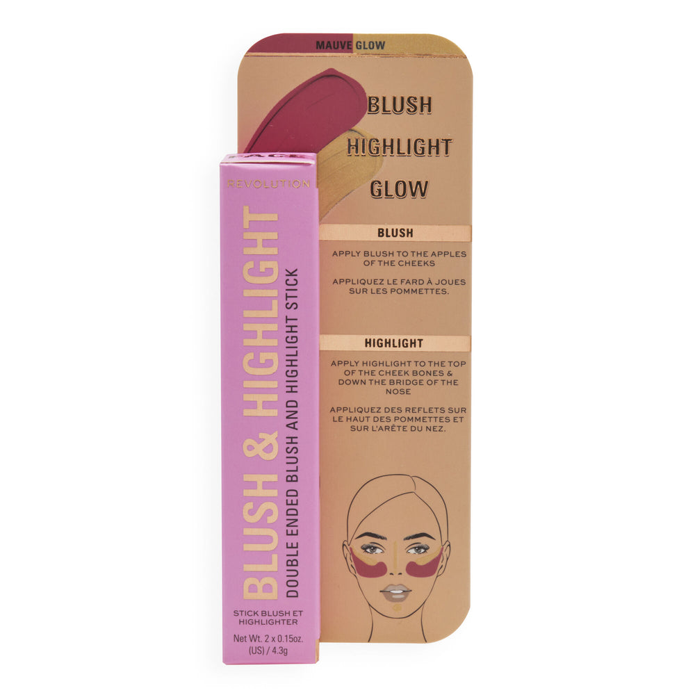 Makeup Revolution Blush & Highlight Stick Mauve Glow 4pc Set + 1 Full Size Product Worth 25% Value Free