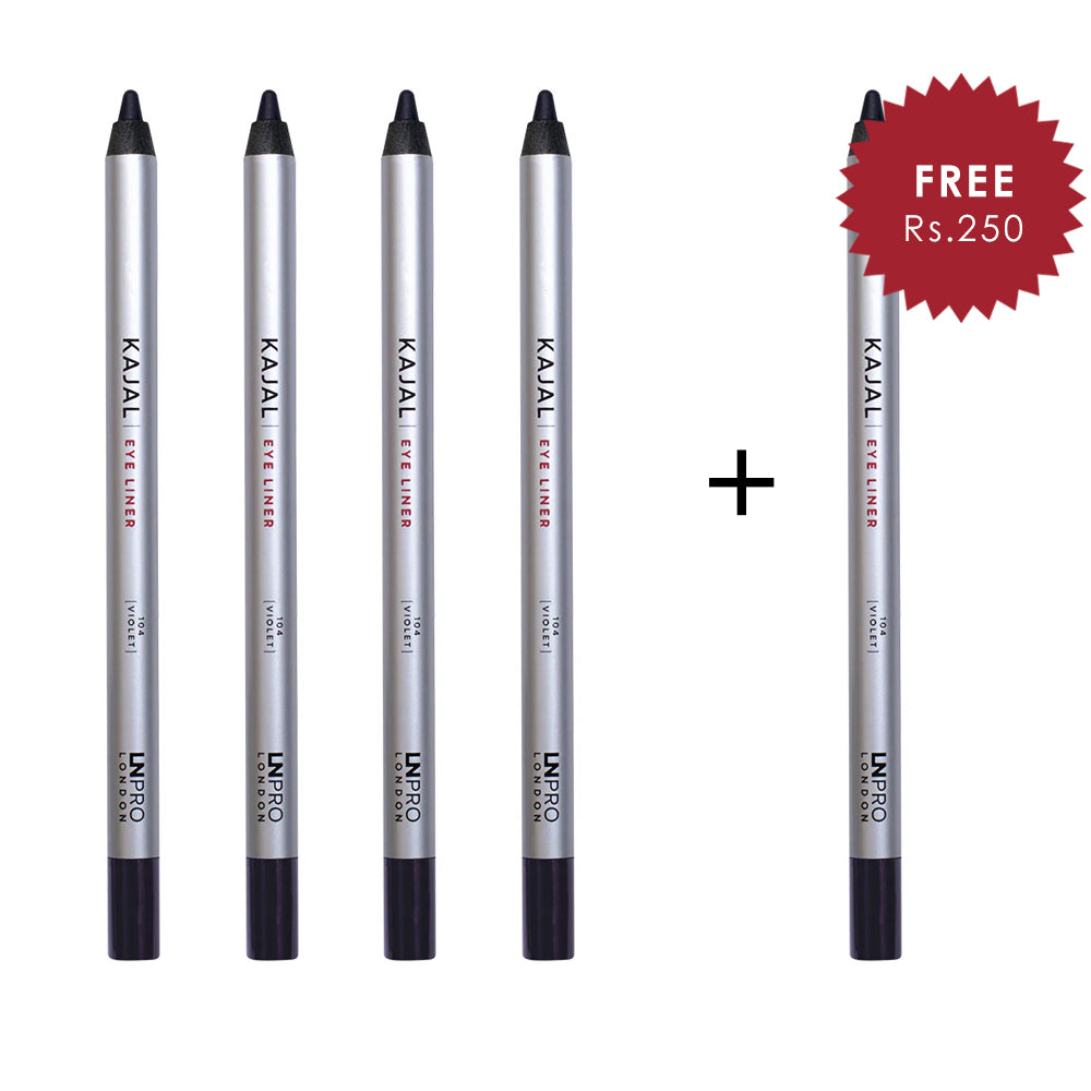 LN Pro Kajal Eye Liner Violet-104 4pc Set + 1 Full Size Product Worth 25% Value Free