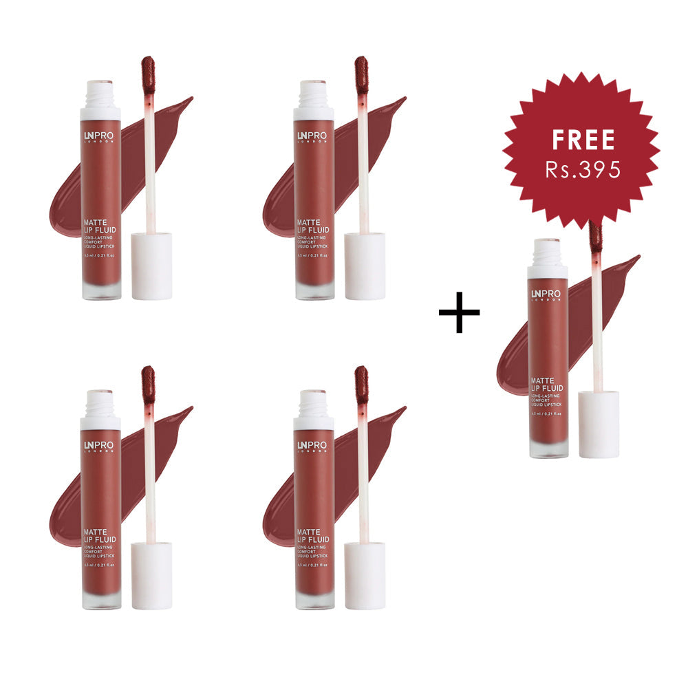 LN PRO Matte Lip Fluid Rosewood-104 4pc Set + 1 Full Size Product Worth 25% Value Free