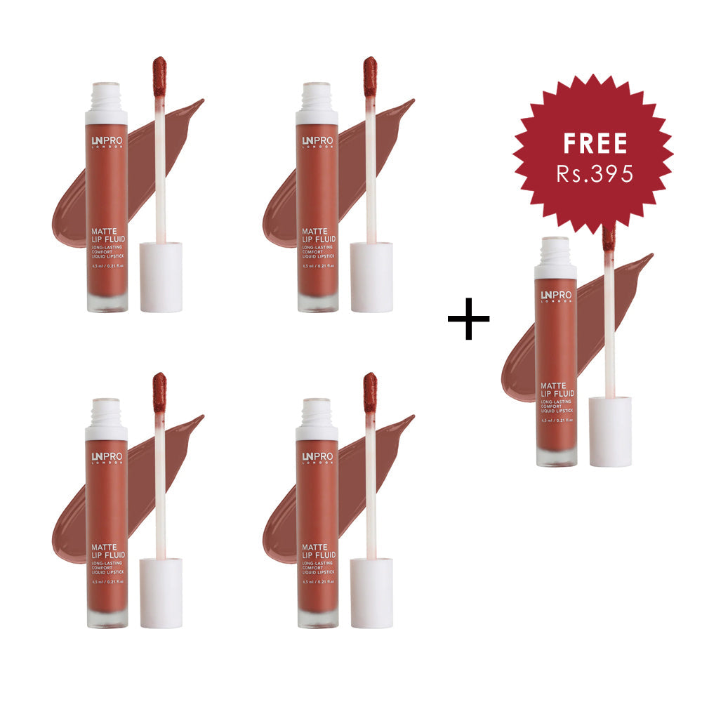 LN PRO Matte Lip Fluid Mauve-Mocha-105 4pc Set + 1 Full Size Product Worth 25% Value Free