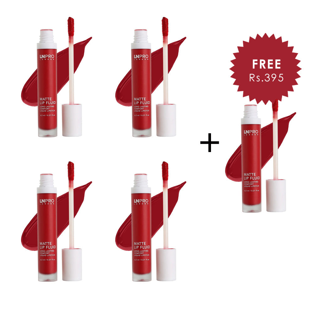 LN PRO Matte Lip Fluid Dark-Chilli-106 4pc Set + 1 Full Size Product Worth 25% Value Free