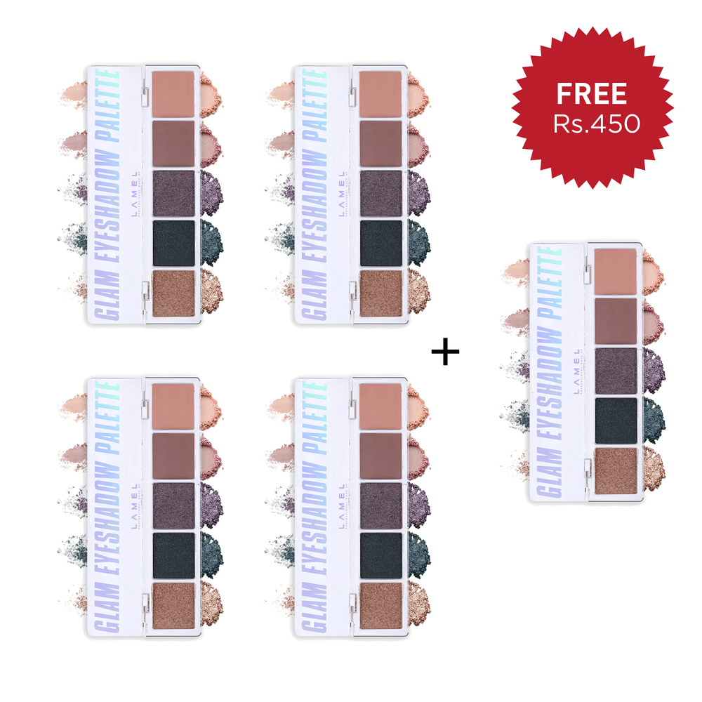 Lamel Glam Eyeshadow Palette №401 Sparkle 4pc Set + 1 Full Size Product Worth 25% Value Free