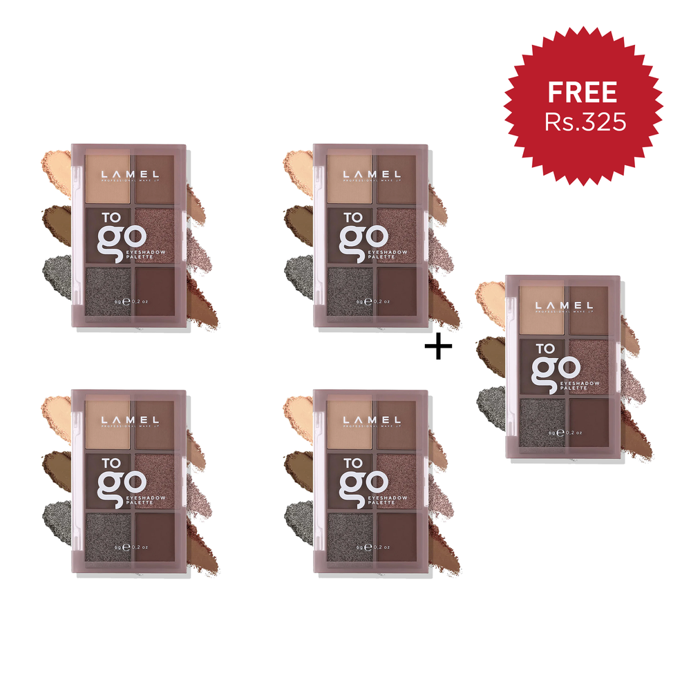 Lamel To Go Eyeshadow Palette №402  Warm Nude 4pc Set + 1 Full Size Product Worth 25% Value Free