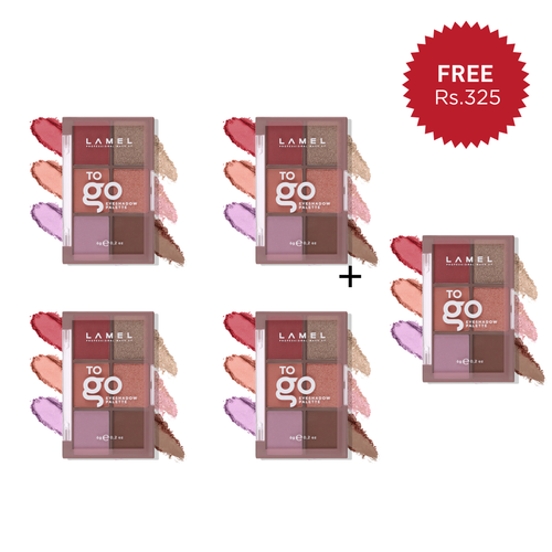 Lamel To Go Eyeshadow Palette №404  Burgundy 4pc Set + 1 Full Size Product Worth 25% Value Free