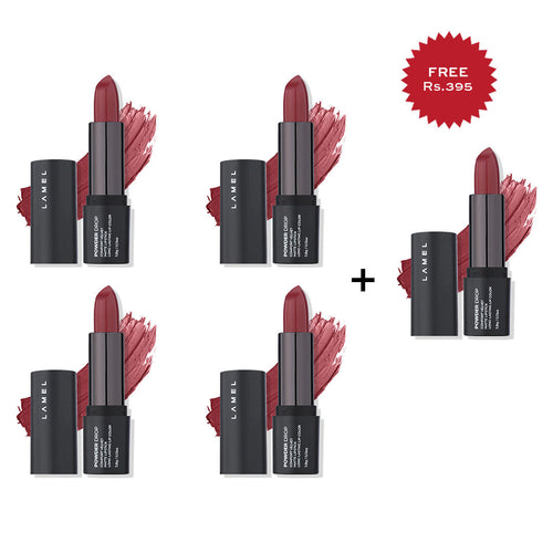 Lamel Powder Drop Matte Lipstick 404 Rosewood  4pc Set + 1 Full Size Product Worth 25% Value Free