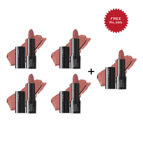 Lamel Silk Cover Silky Cream Lipstick 401 Mocha Nude  4pc Set + 1 Full Size Product Worth 25% Value Free