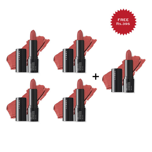 Lamel Silk Cover Silky Cream Lipstick 403 Soft Coral  4pc Set + 1 Full Size Product Worth 25% Value Free