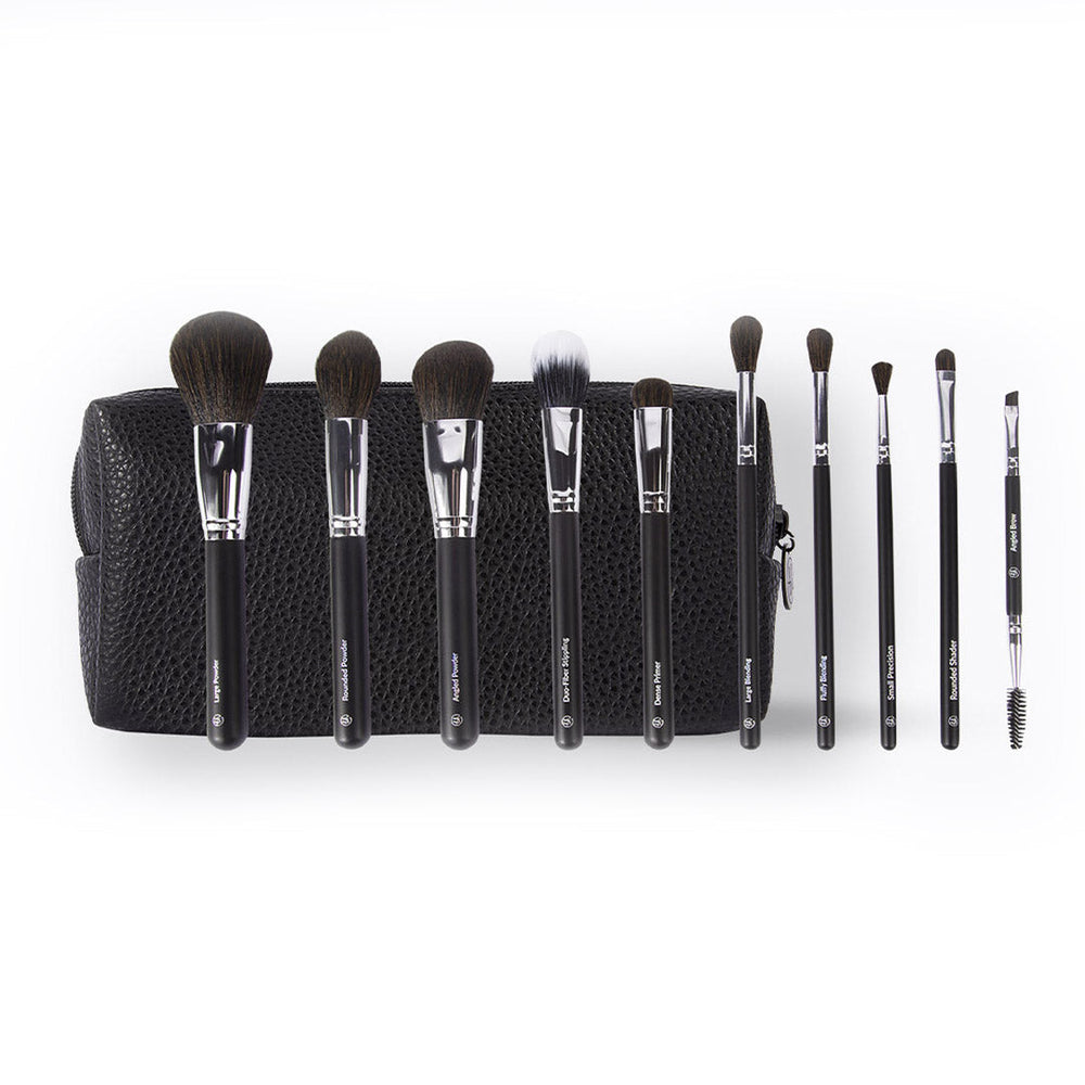 bh Ultimate Essentials - 10 Piece Face & Eye Brush Set with Bag 4pc Set + 1 Full Size Product Worth 25% Value Free