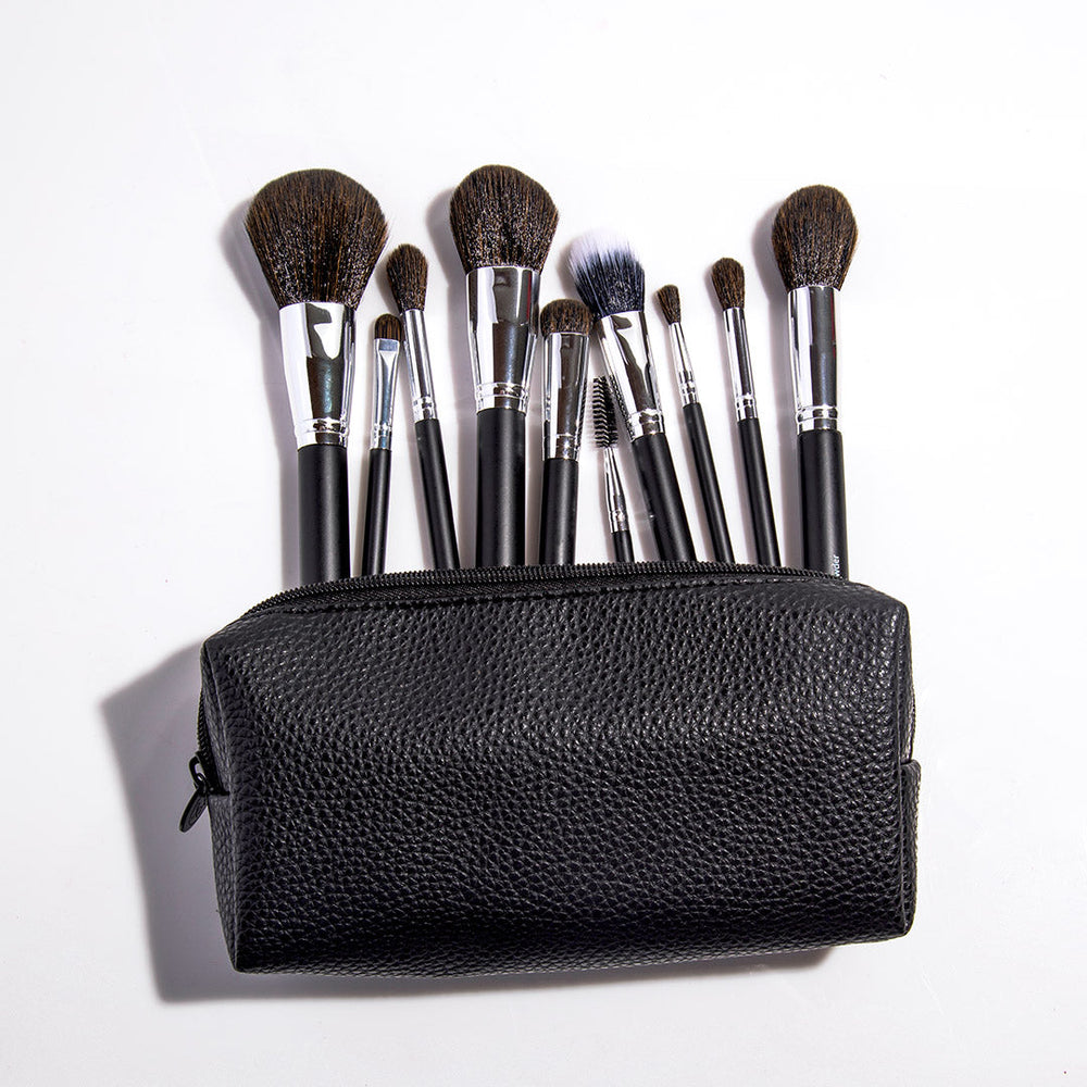 bh Ultimate Essentials - 10 Piece Face & Eye Brush Set with Bag 4pc Set + 1 Full Size Product Worth 25% Value Free