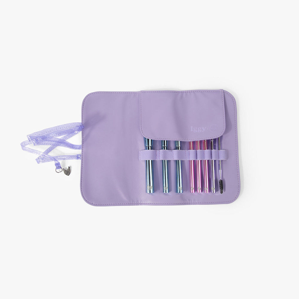 Bh Cosmetics The Total Package - 8 Piece Face & Eye Brush Set with Wrap 4pc Set + 1 Full Size Product Worth 25% Value Free