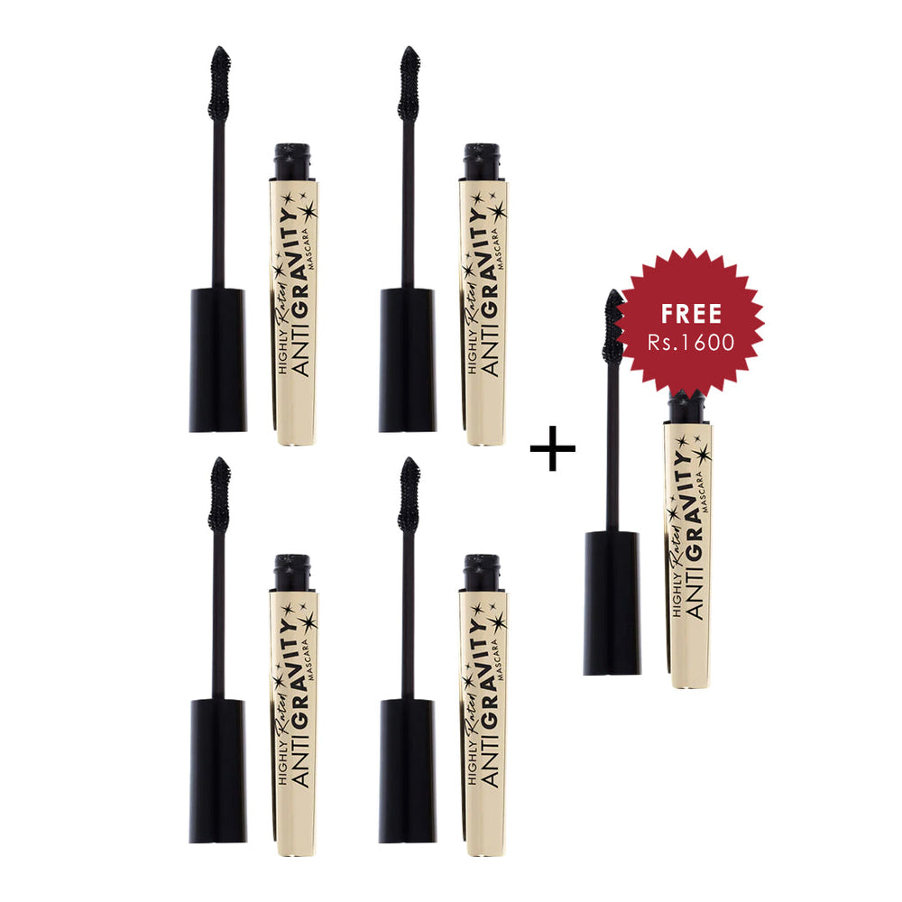 Milani Highly Rated Anti Gravity Mascara - Black 4pc Set + 1 Full Size Product Worth 25% Value Free