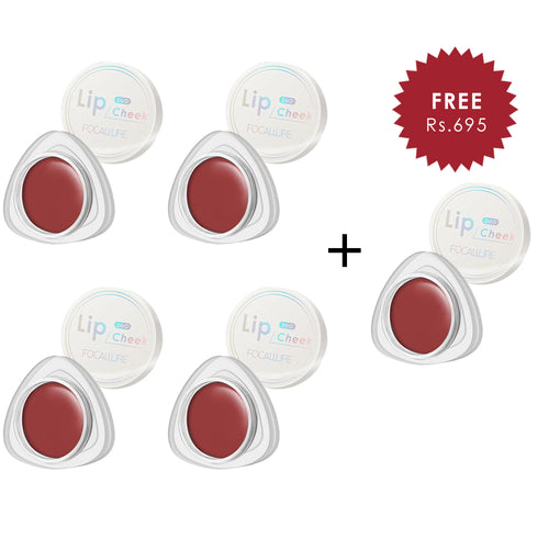 Focallure Creamy Lip & Cheek Duo-D02 4pc Set + 1 Full Size Product Worth 25% Value Free